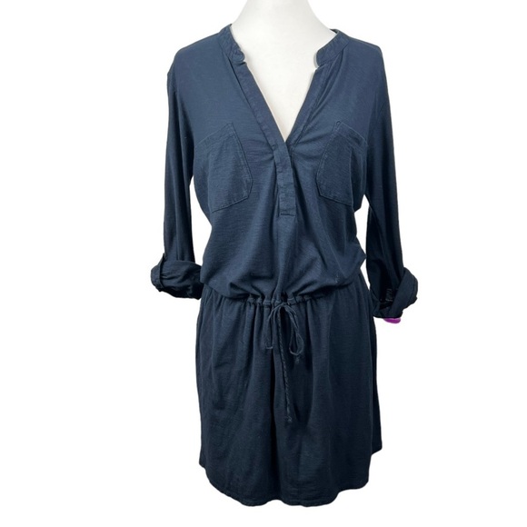 JAMES Perse Standard Button Placket Drawcord Waist Blouson Style Utility Dress - Picture 2 of 8